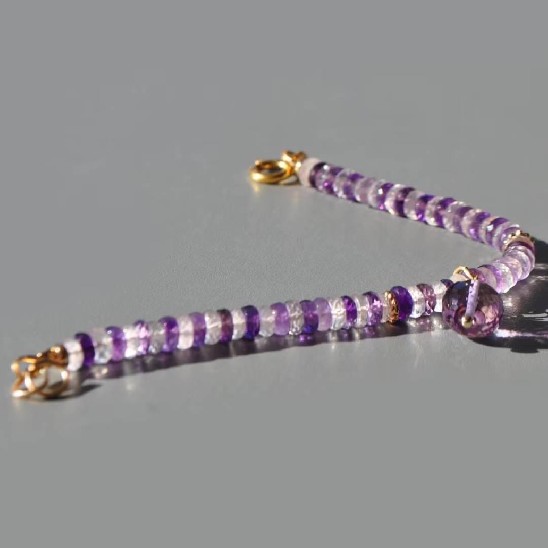 Bracelet Améthyste rose et violette pierre naturelle-3