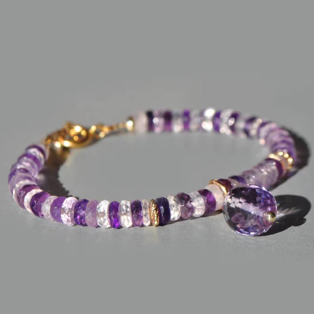 Bracelet Améthyste rose et violette pierre naturelle-2