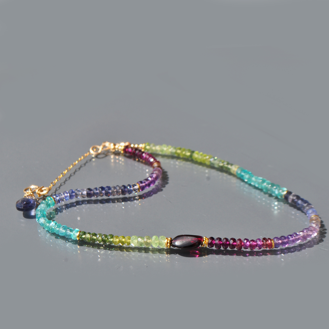 collier multi pierre bleue vertes-5