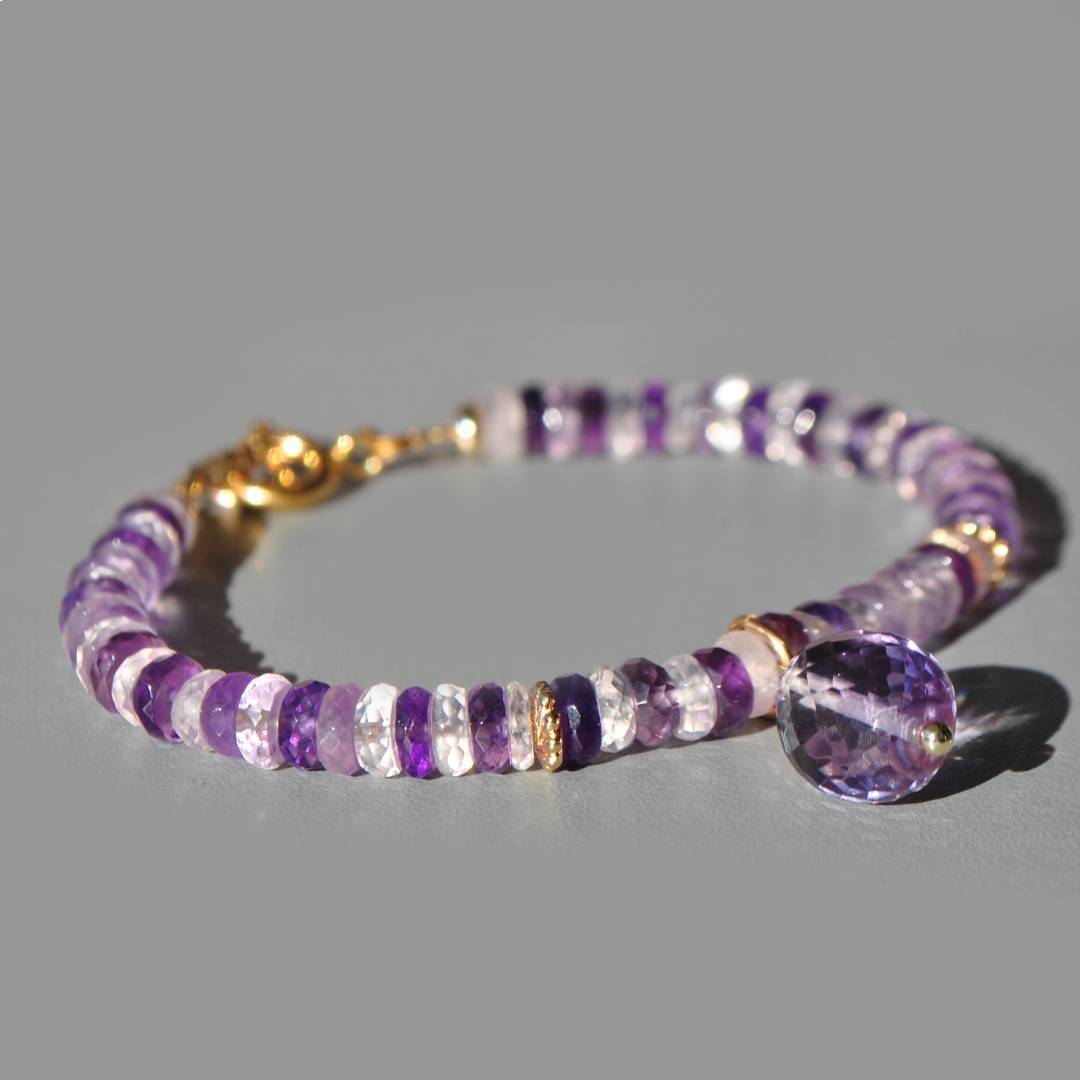 Bracelet Améthyste rose et violette pierre naturelle-7