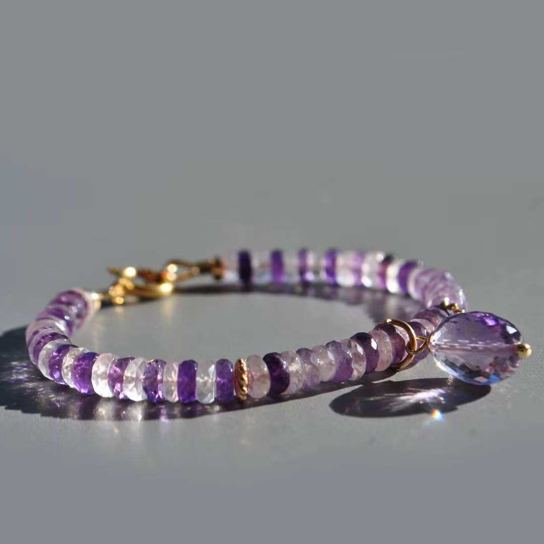 Bracelet Améthyste rose et violette pierre naturelle-8