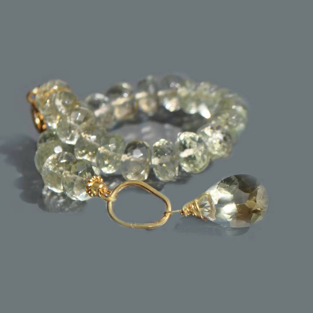 Bracelet Prasiolite pierre naturelle Or14K-1