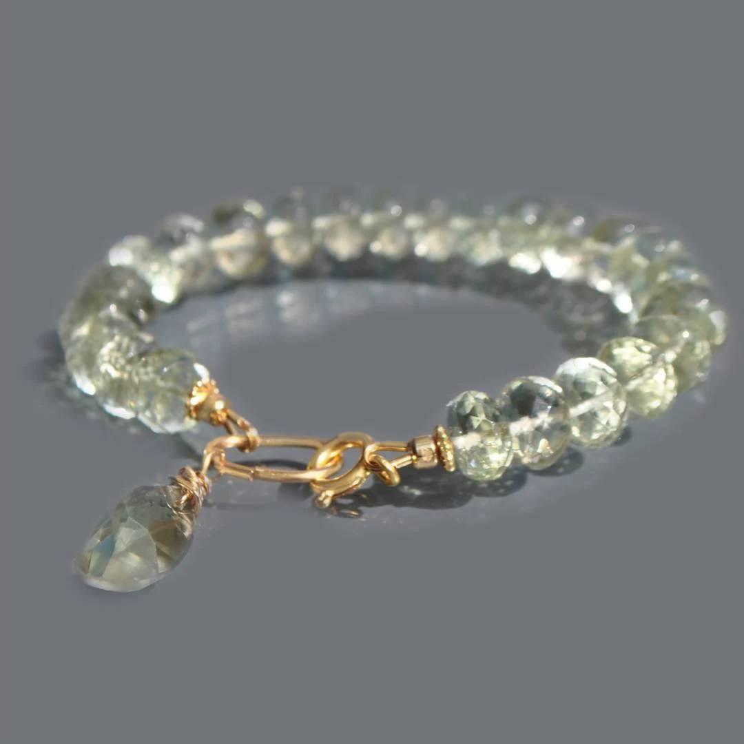 Bracelet Prasiolite pierre naturelle Or14K-4