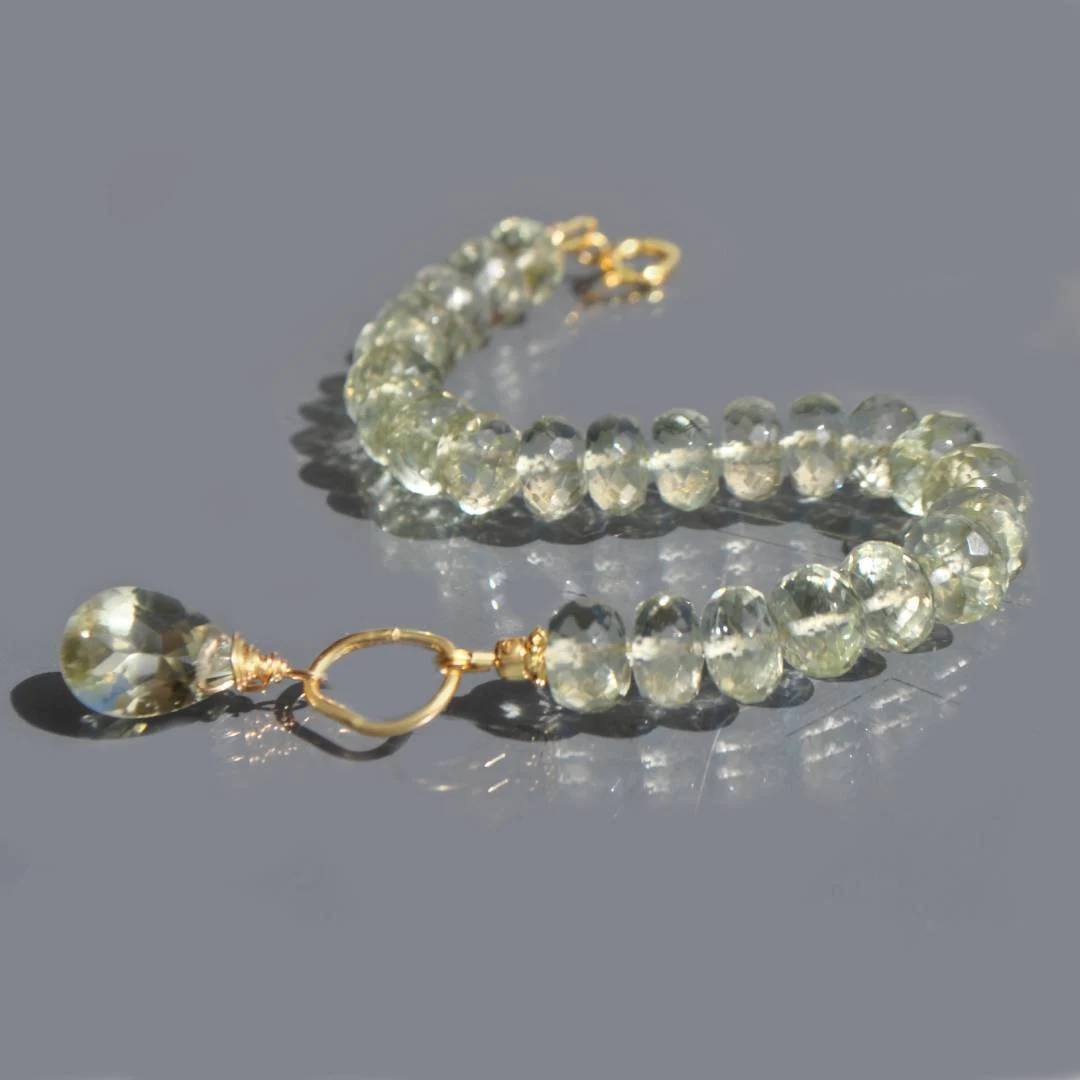 Bracelet Prasiolite pierre naturelle Or14K-7