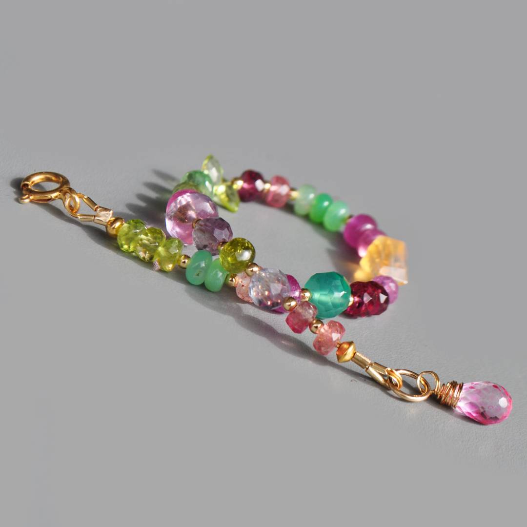 Bracelet pierres rose verte jaune saphir-4(1)