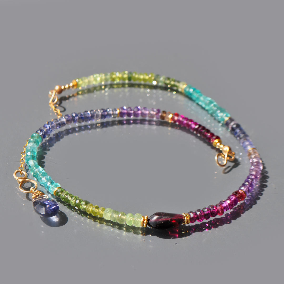 collier multi pierre bleue vertes-6