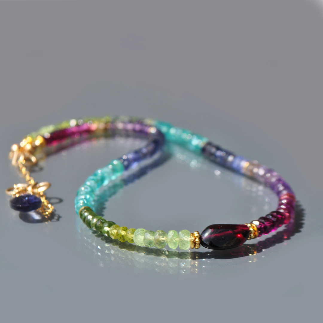 collier multi pierre bleue vertes
