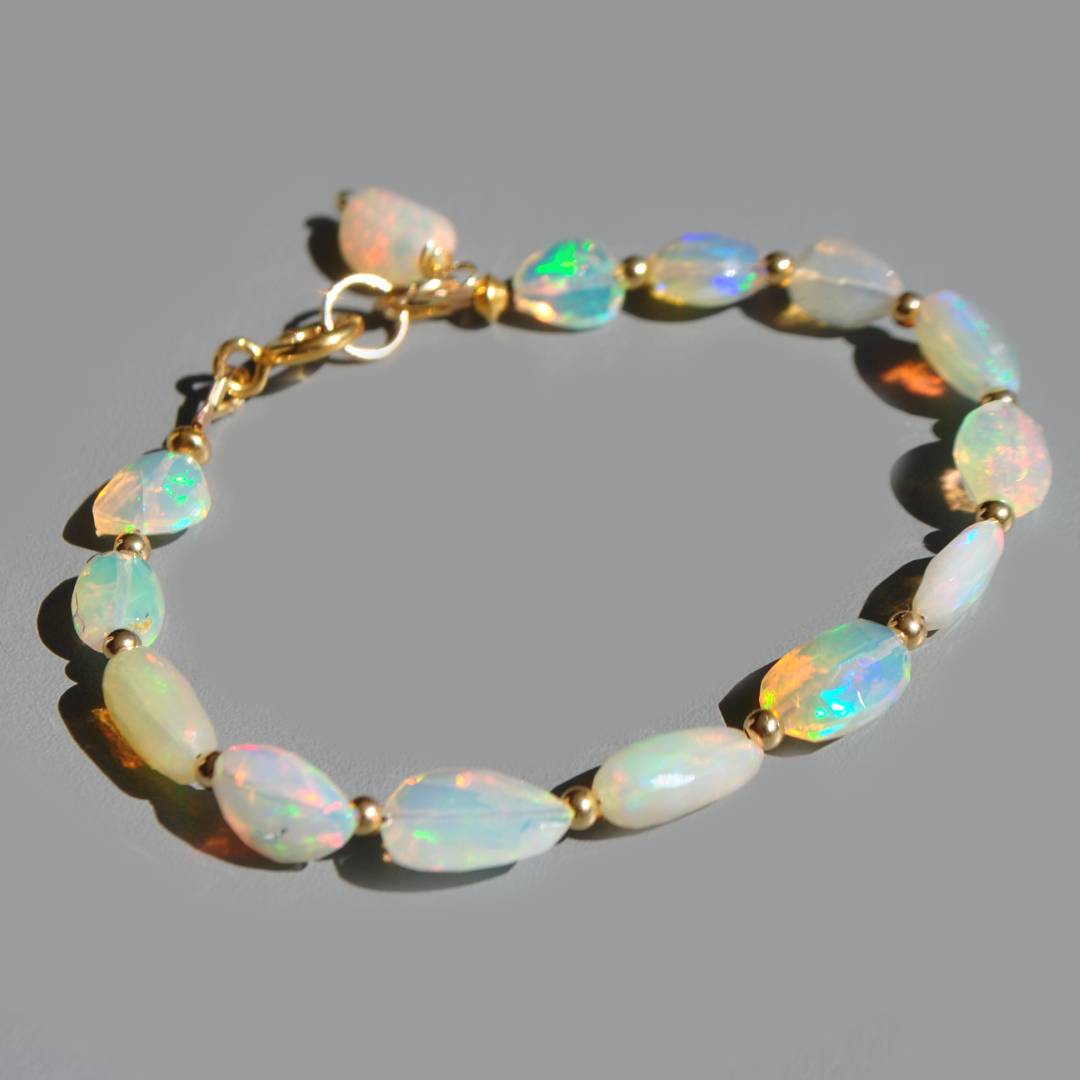 Bracelet opalz welo blanche perle nugget ovale