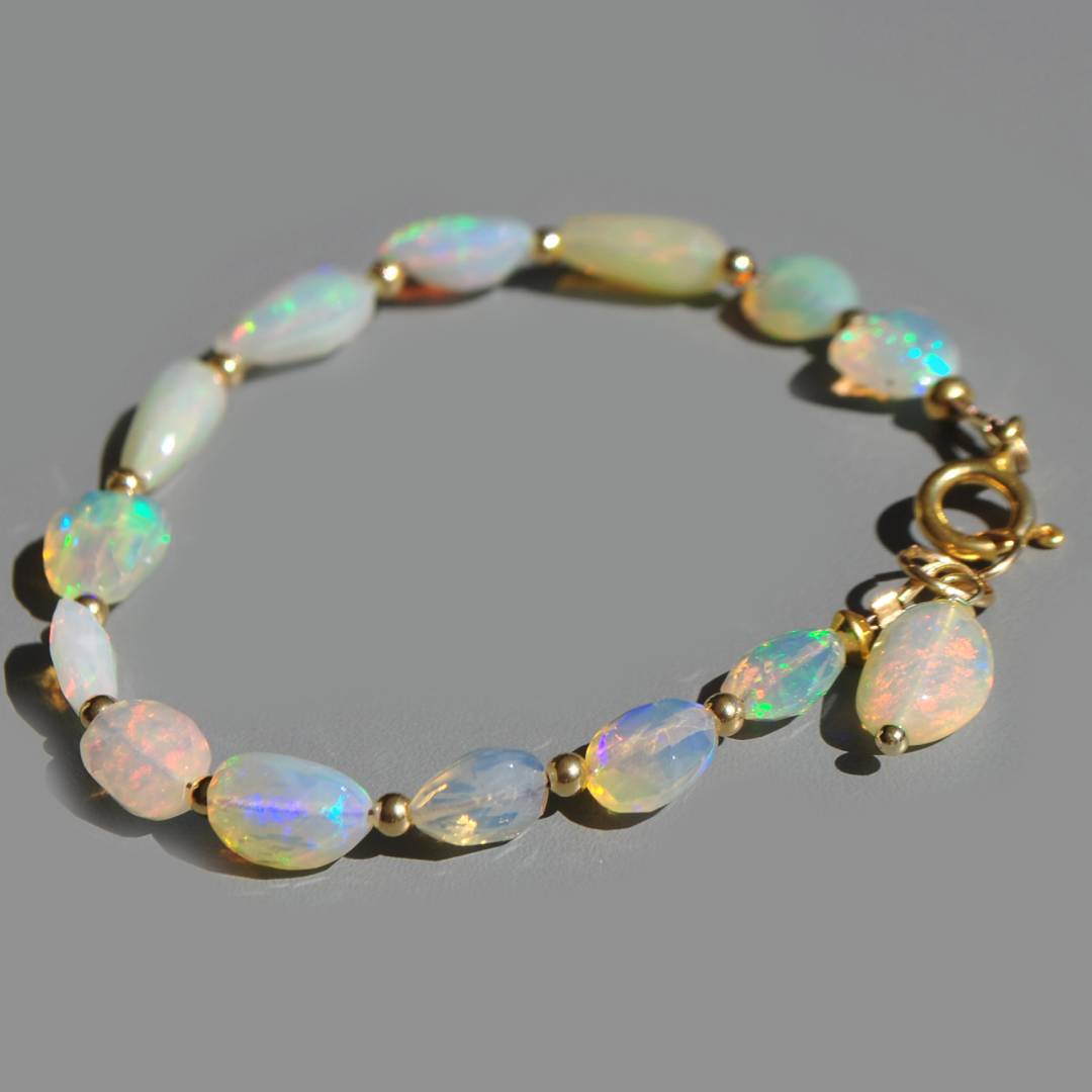Bracelet opalz welo blanche perle nugget ovale(3)