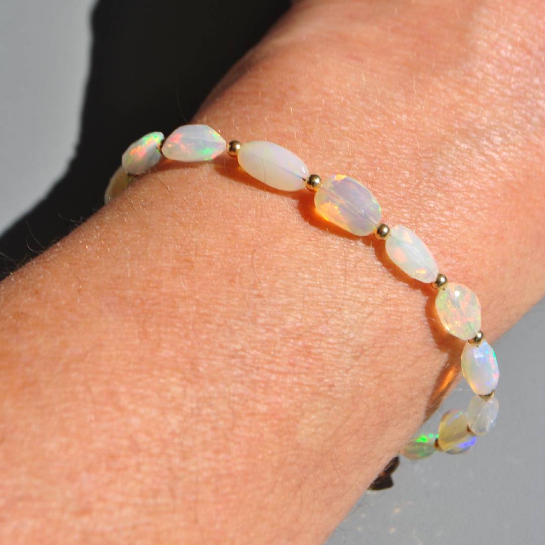 Bracelet opalz welo blanche perle nugget ovale(5)