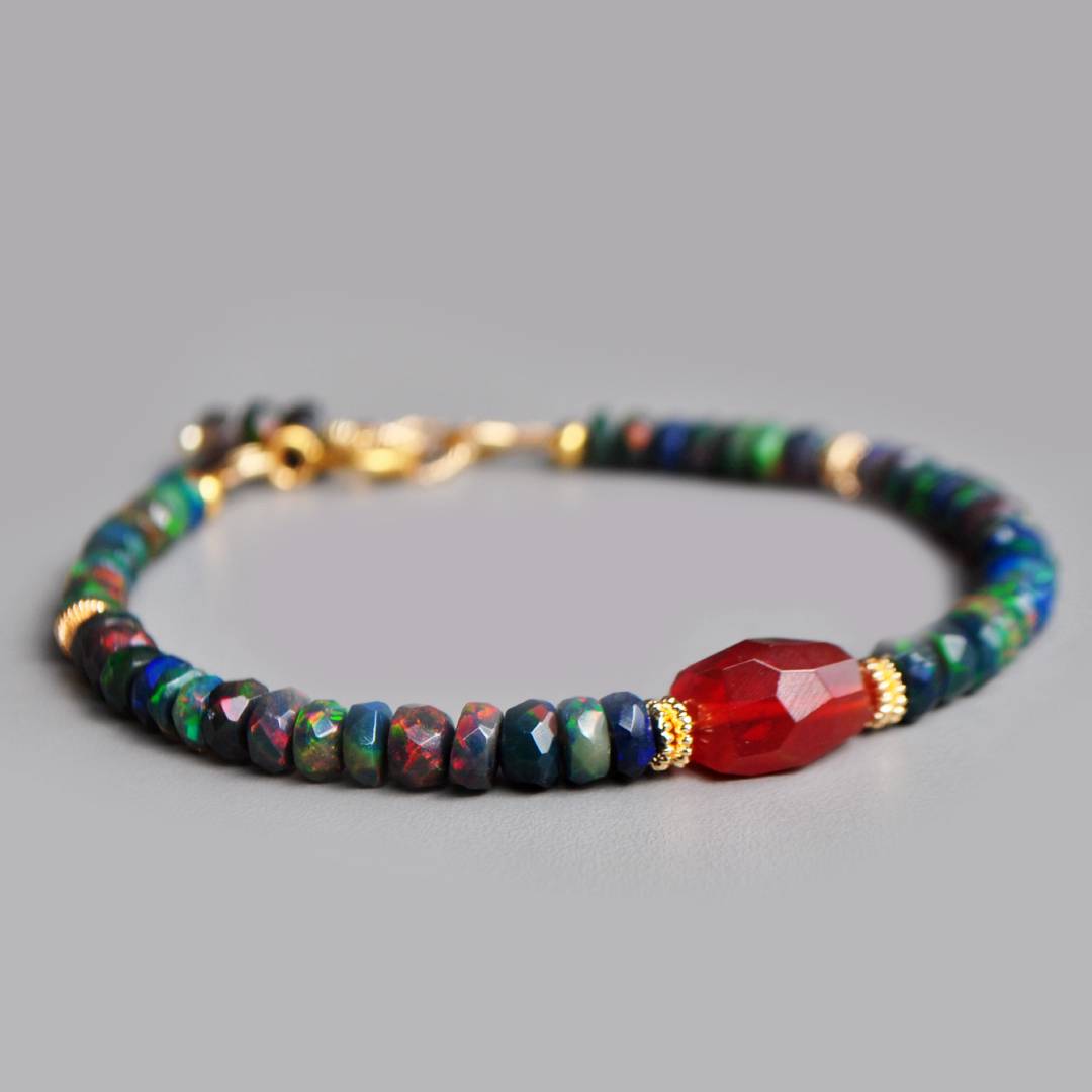 bracelet opale noire ethiopie opale de feu