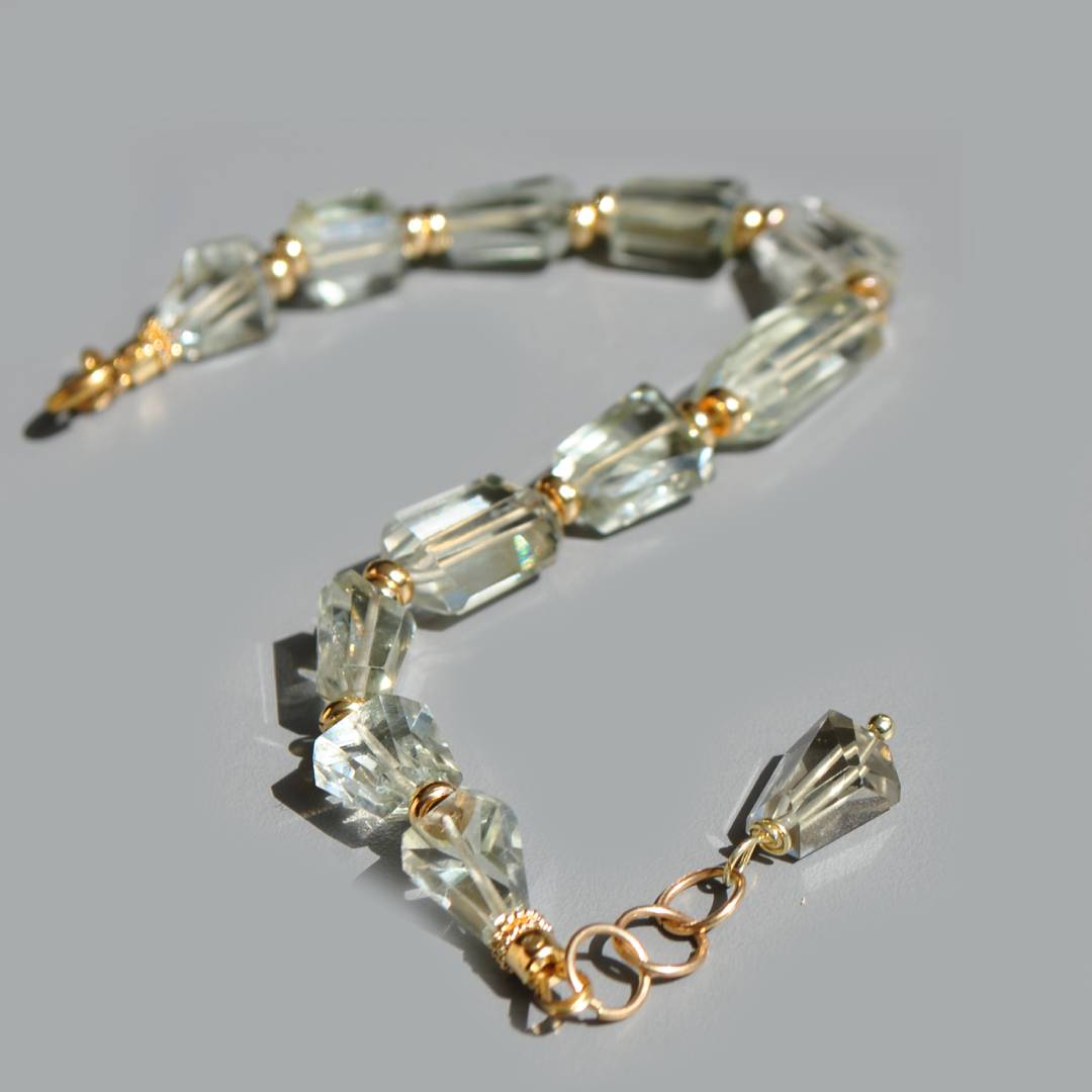 Bracelet pierre taillée en Prasiolite OR14