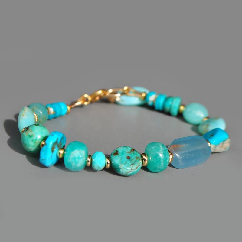 bracelet turquoise oplae amazonite bleu or(5)