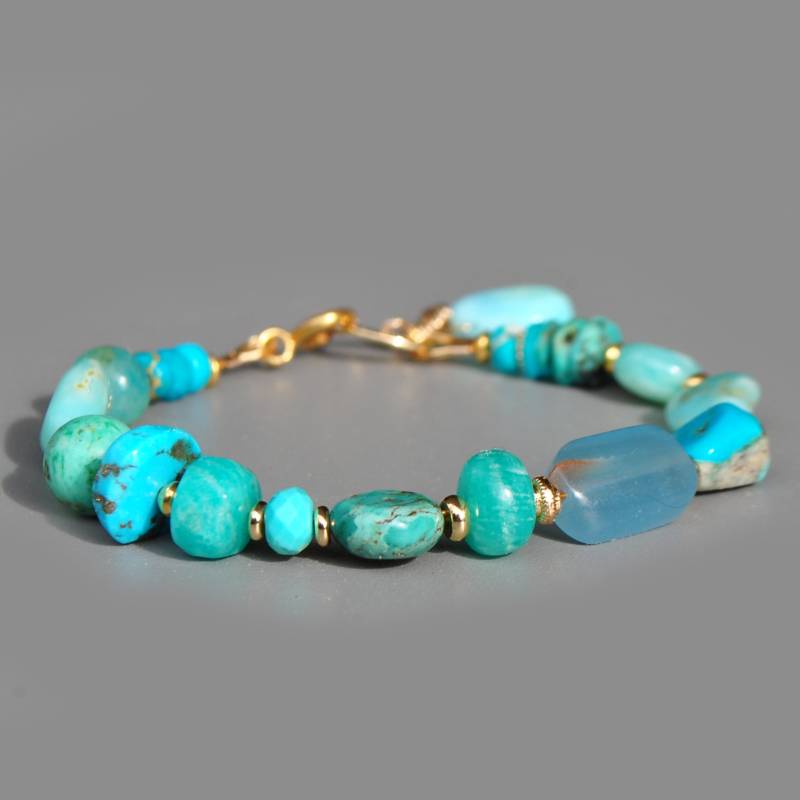 bracelet turquoise oplae amazonite bleu or(3)
