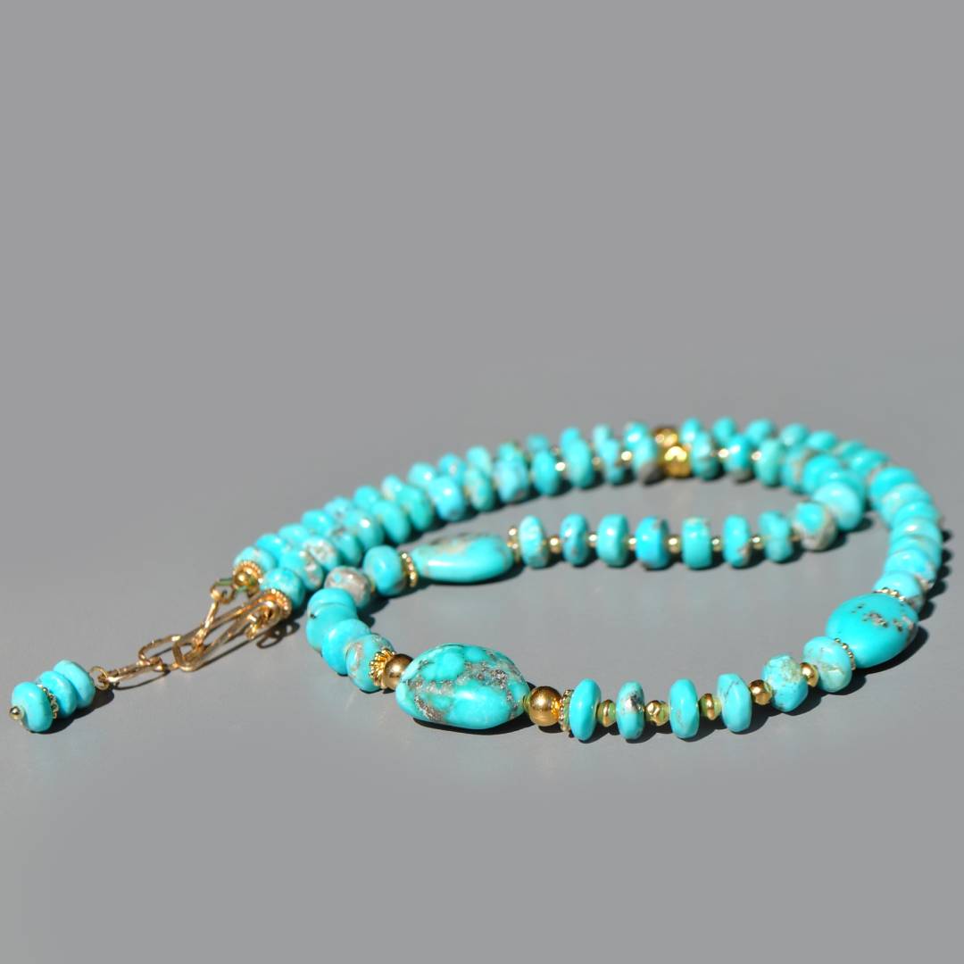 collier Turquoise Arizona gros galet et perle rondelle(2)