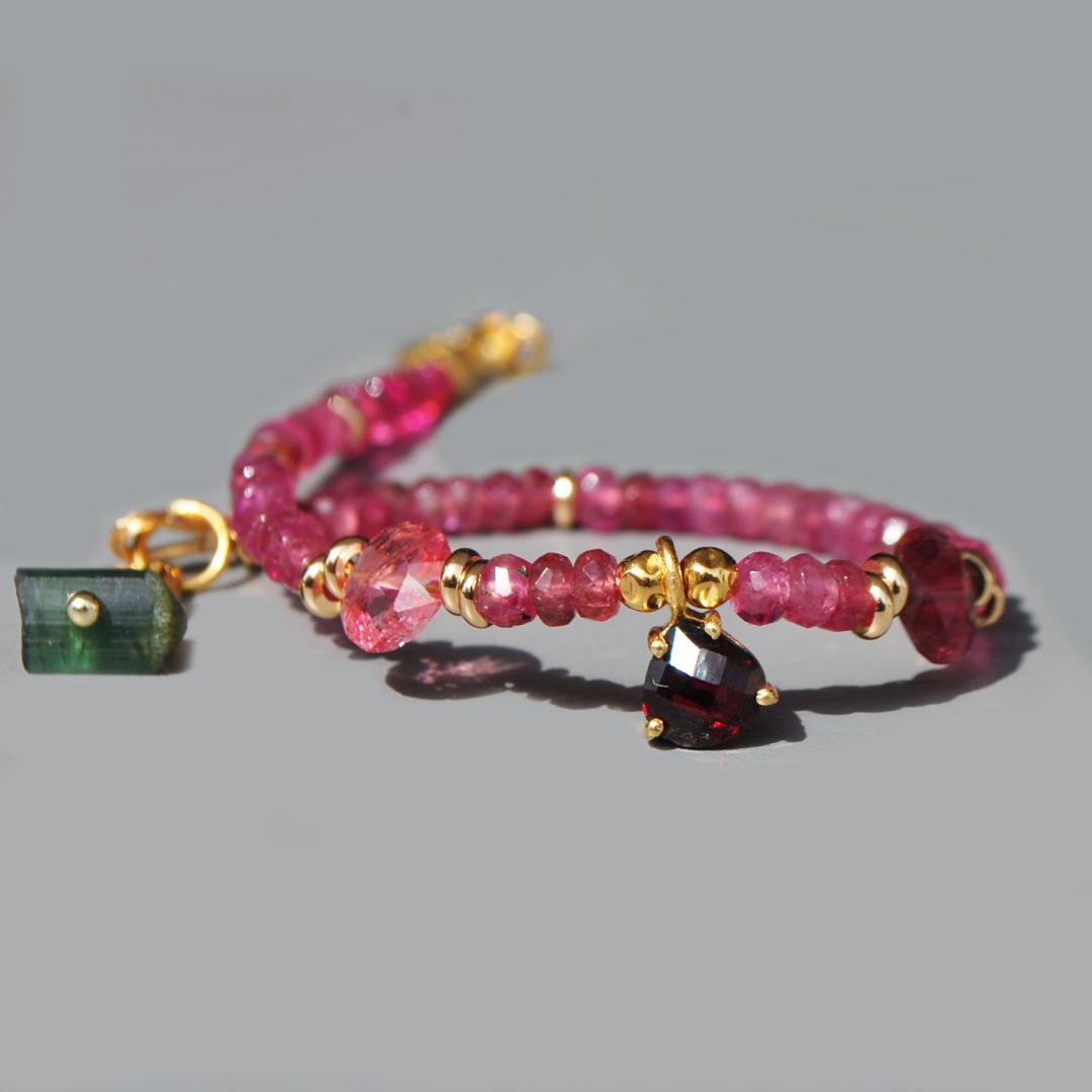 bracelet tourmaline rose Charm grenat(5)