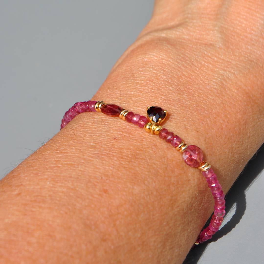 bracelet tourmaline rose Charm grenat(6)