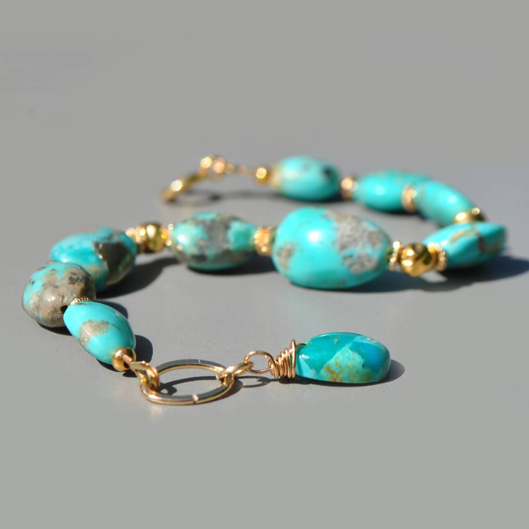 Bracelet turquoise brute grosse pépite(5)