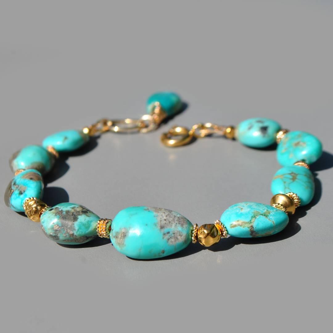 Bracelet turquoise brute grosse pépite(2)