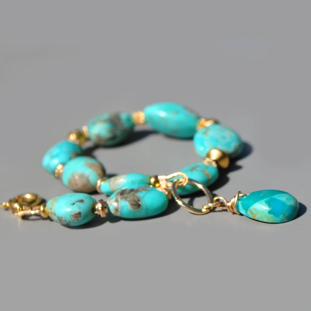 Bracelet turquoise brute grosse pépite(1)