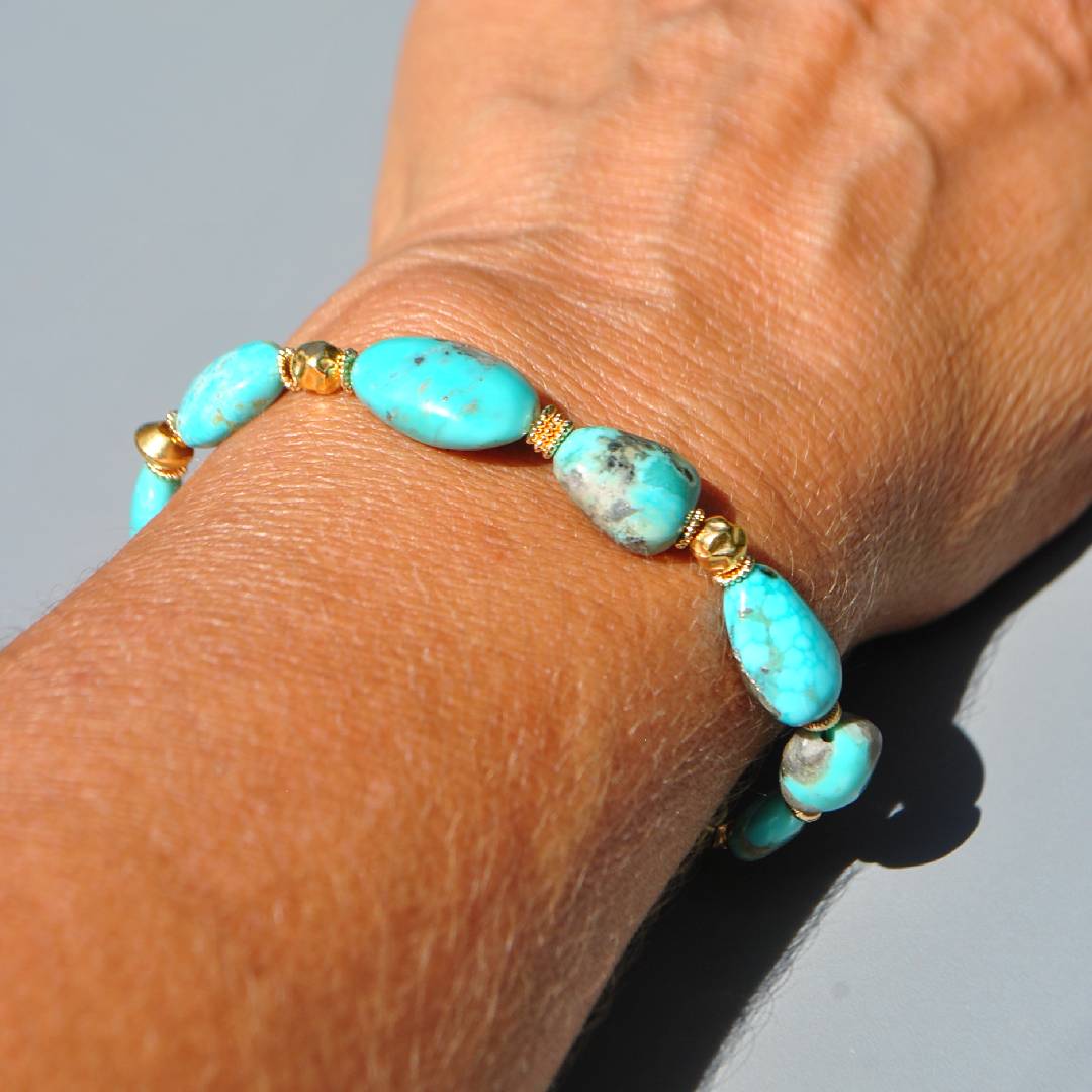 Bracelet turquoise brute grosse pépite(4)