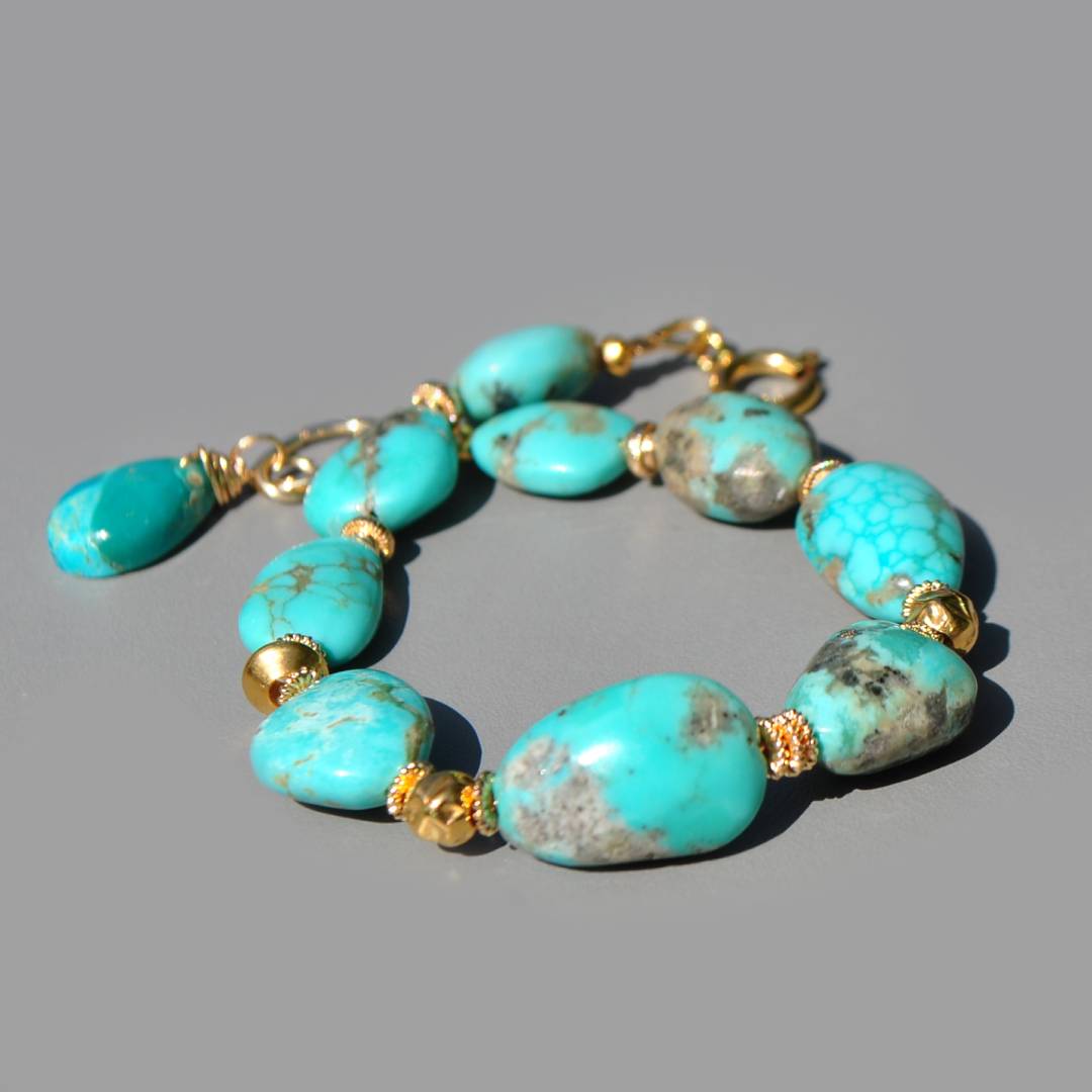 Bracelet turquoise brute grosse pépite