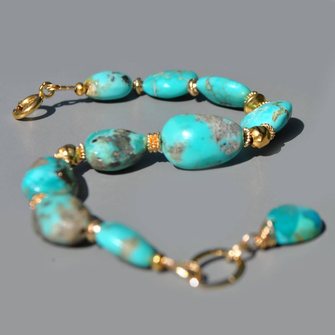 Bracelet turquoise brute grosse pépite(6)