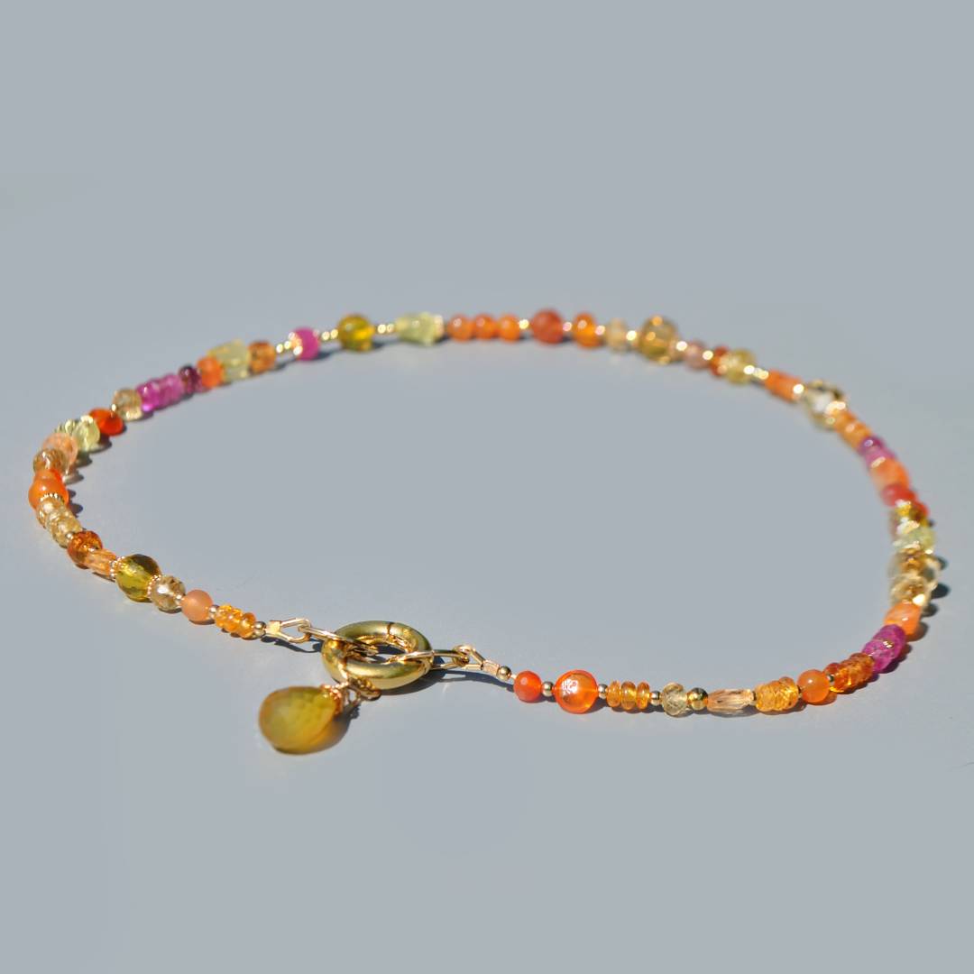collier pierre jaune orange gros anneau or(2)