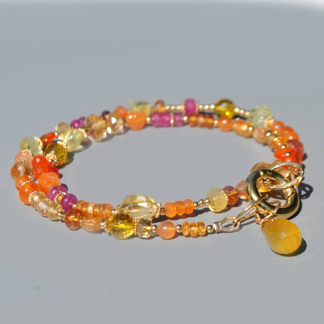 collier pierre jaune orange gros anneau or(3)
