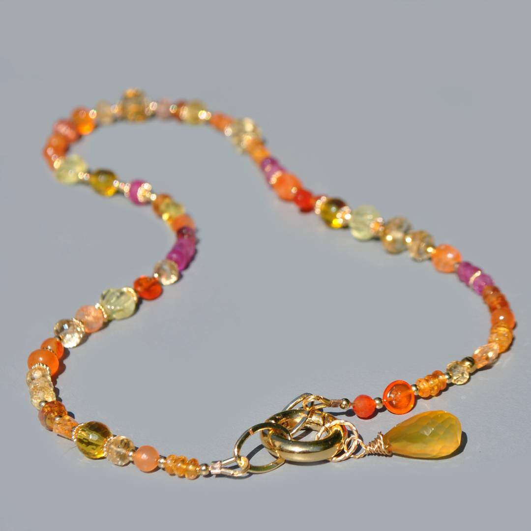 collier pierre jaune orange gros anneau or(1)