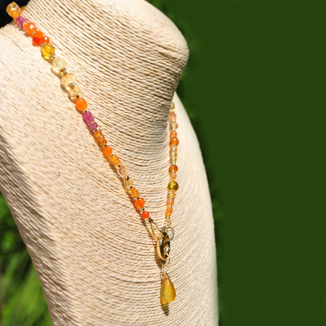 collier pierre jaune orange gros anneau or(5)