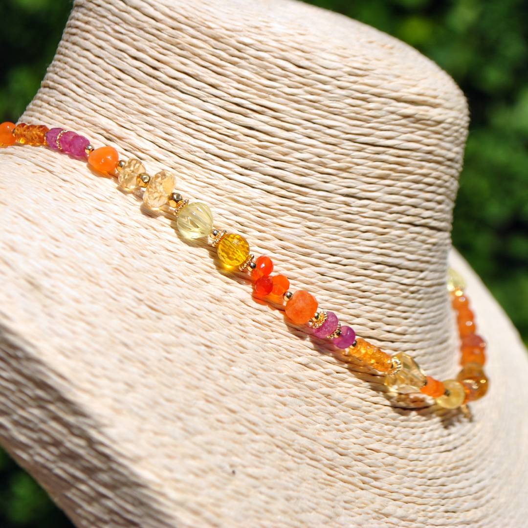 collier pierre jaune orange gros anneau or(7)