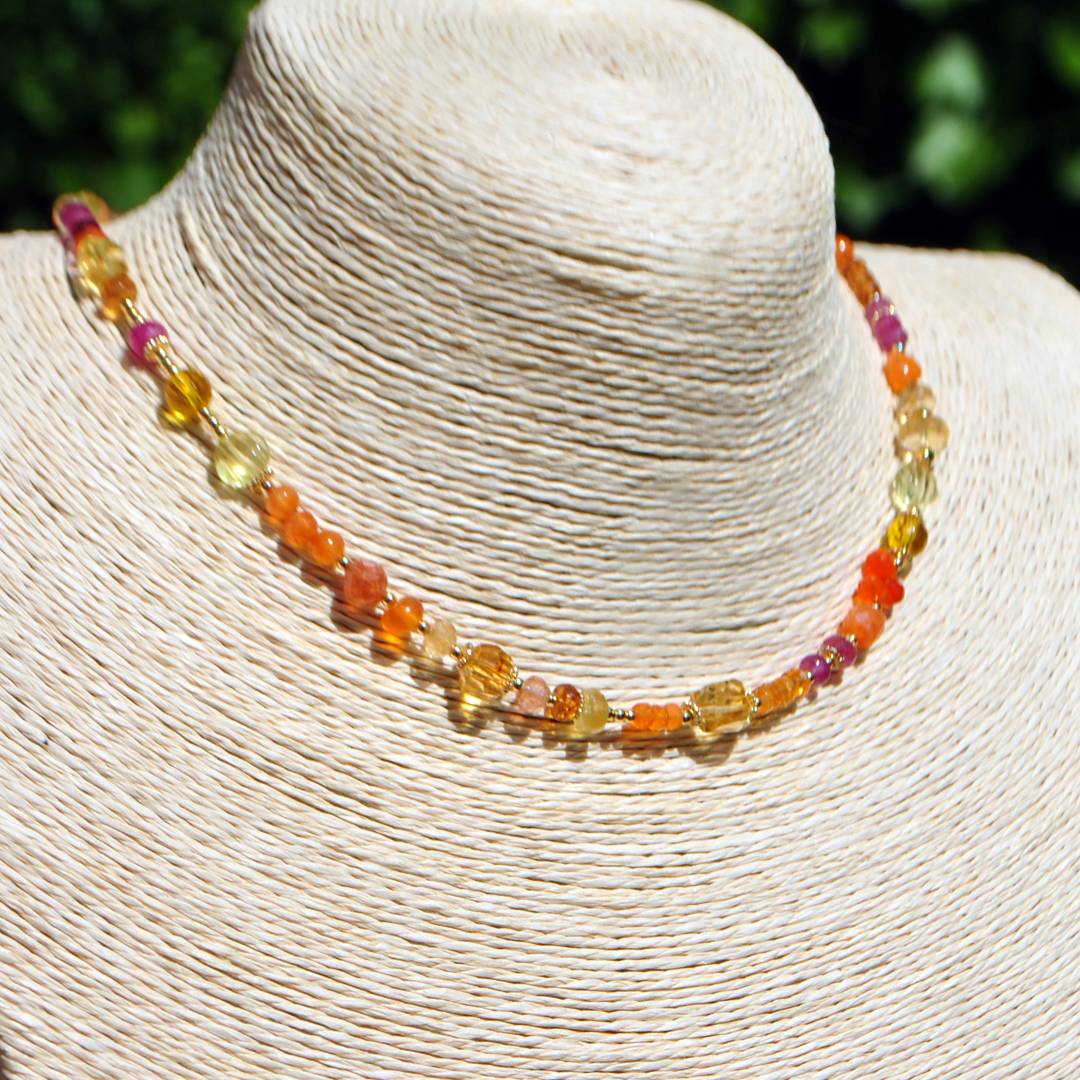 collier pierre jaune orange gros anneau or(8)