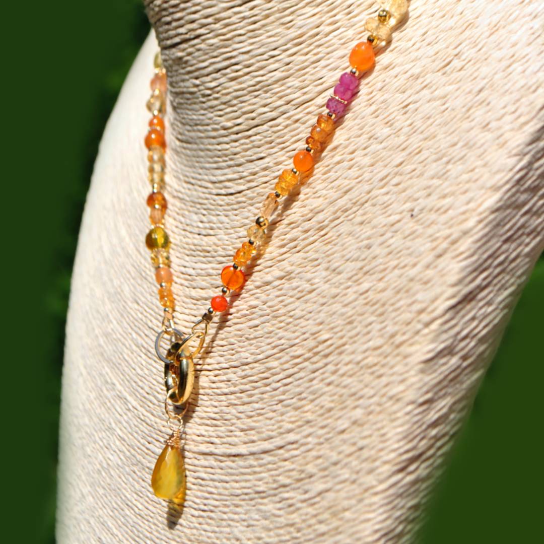 collier pierre jaune orange gros anneau or(6)