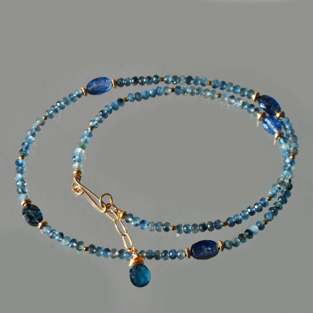 collier aigue marine Cyanite bleue(5)