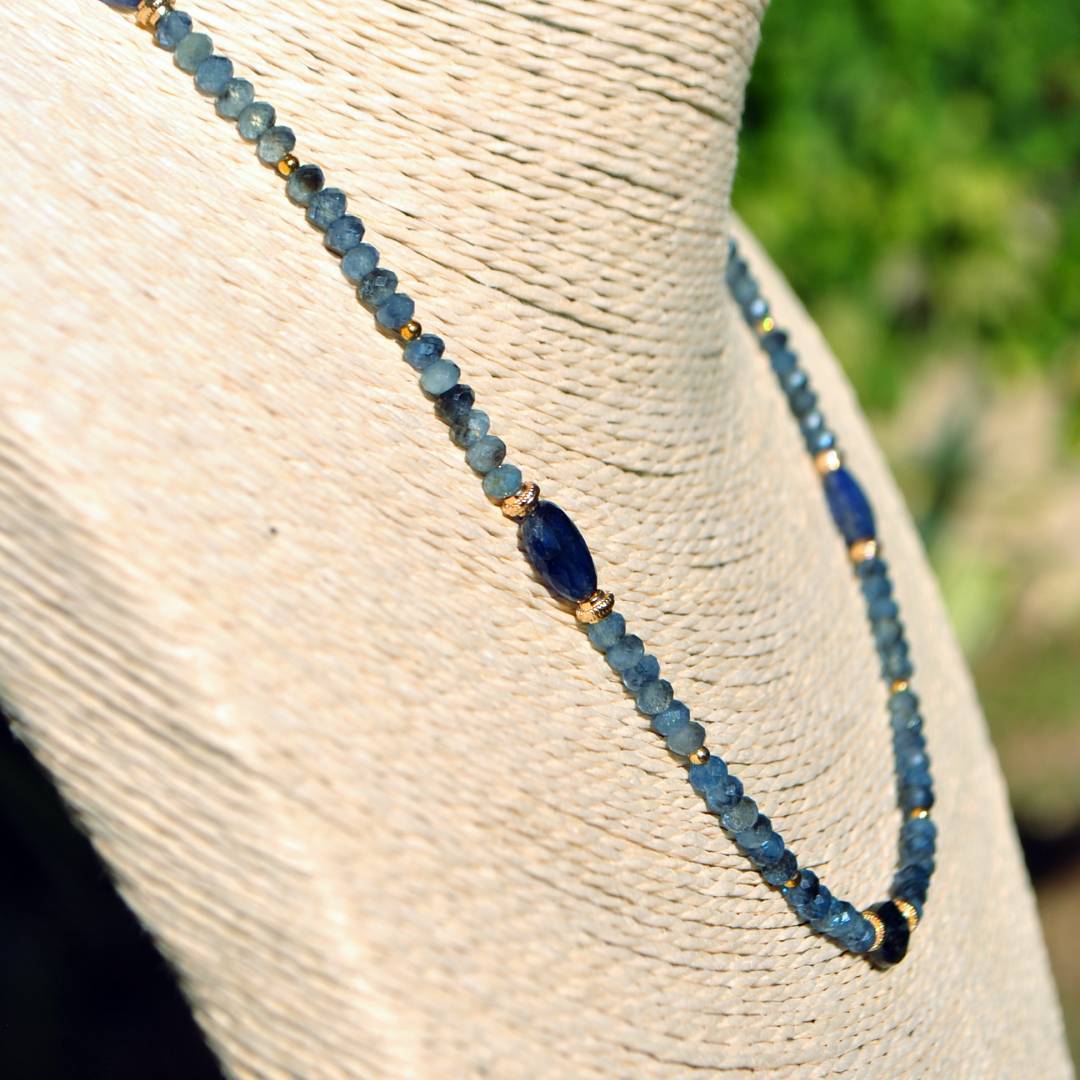 collier aigue marine Cyanite bleue(8)