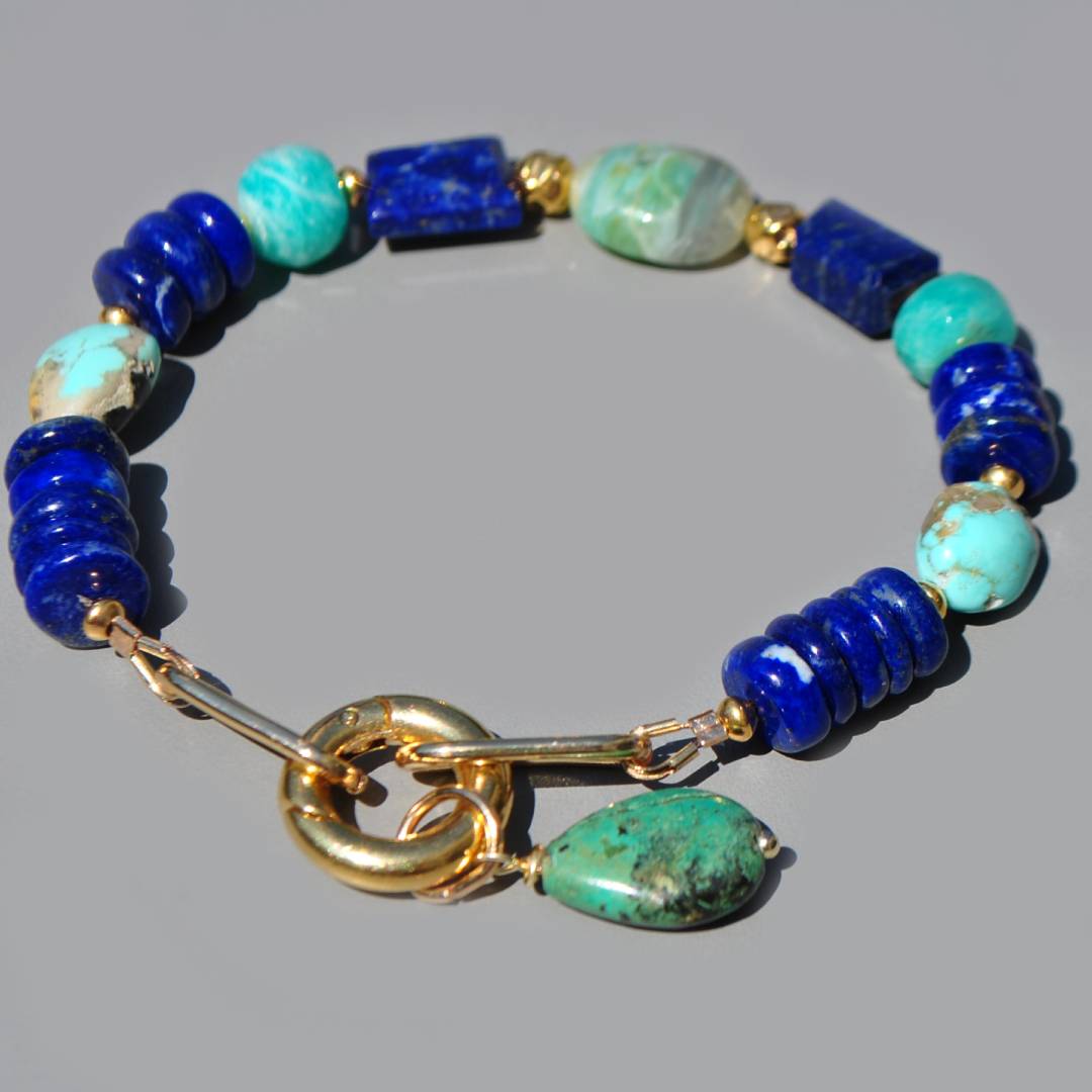 Bracelet lapis amazonite turquoise opale(4)