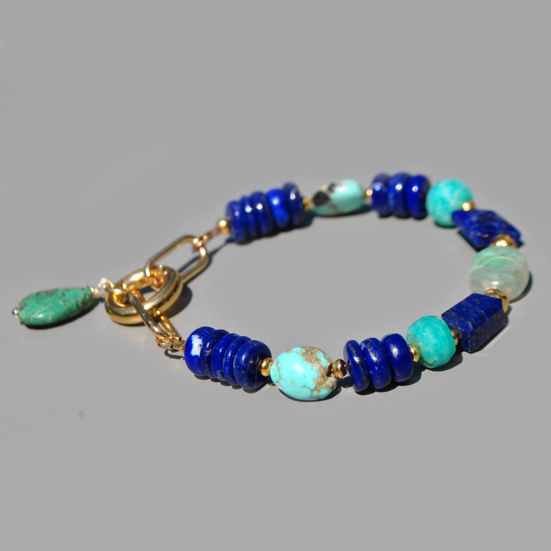 Bracelet lapis amazonite turquoise opale(2)