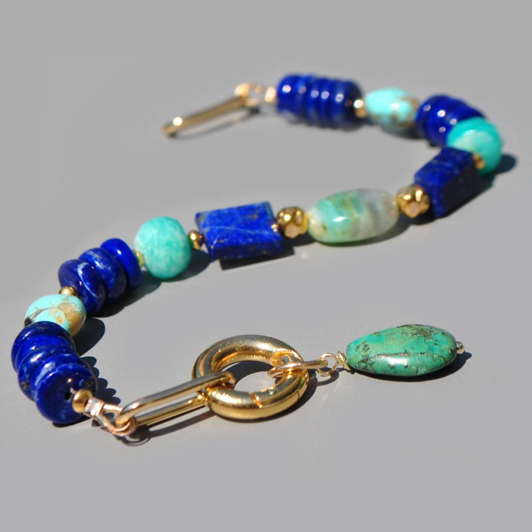 Bracelet lapis amazonite turquoise opale(5)