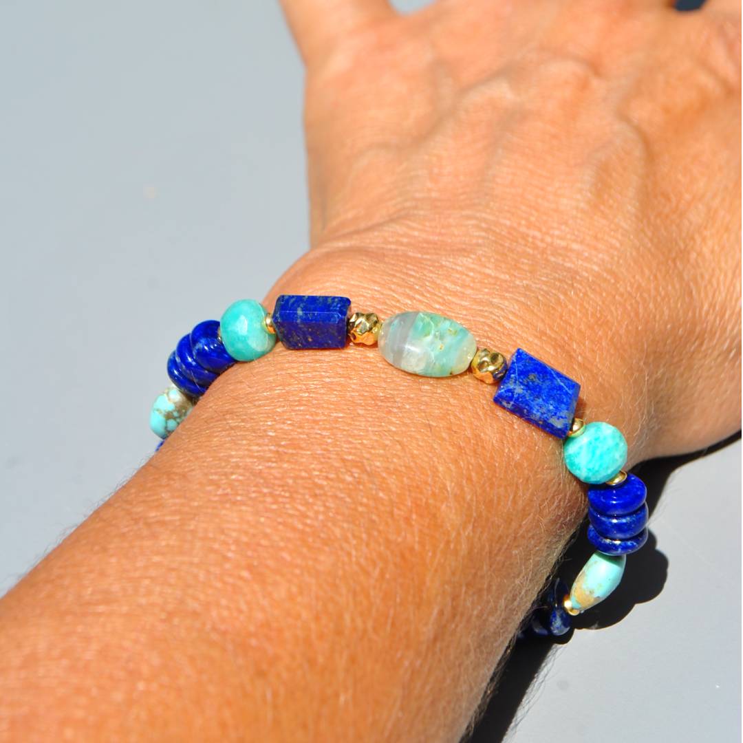 Bracelet lapis amazonite turquoise opale(8)