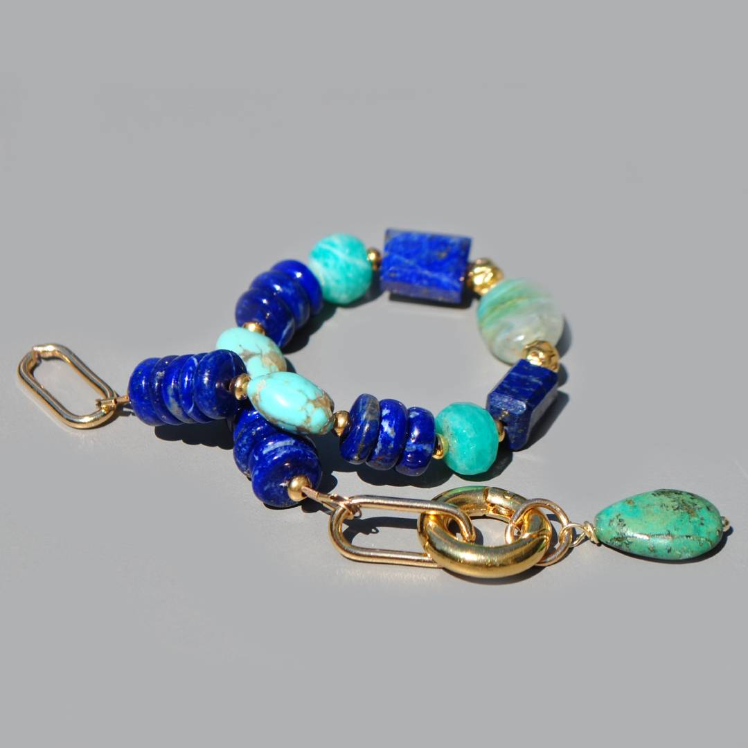 Bracelet lapis amazonite turquoise opale(7)