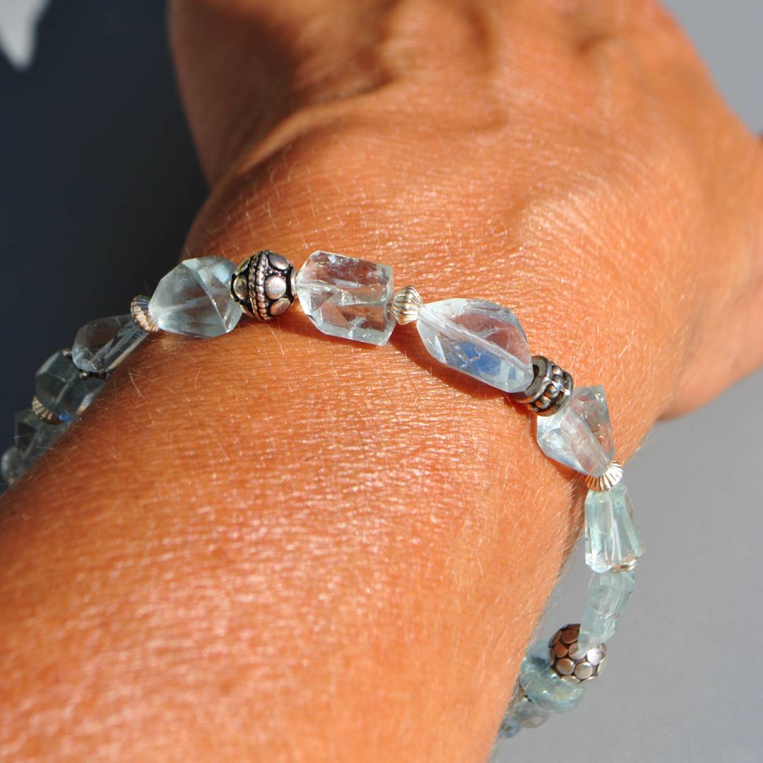 bracelet pépite pierre taillée aigue marine(6)