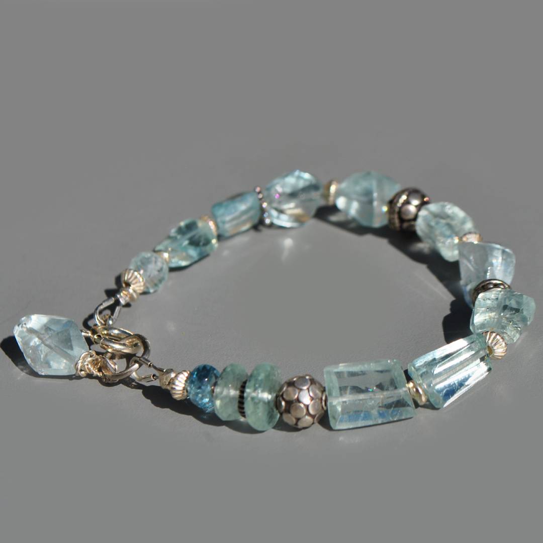 bracelet pépite pierre taillée aigue marine(2)