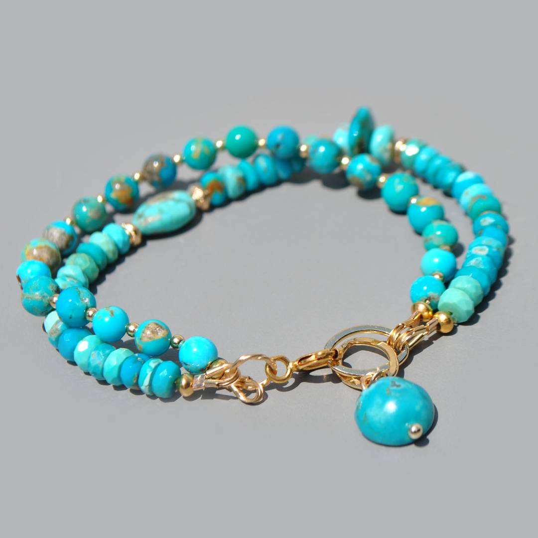 bracelet 2 rangs turquoise nevada(3)