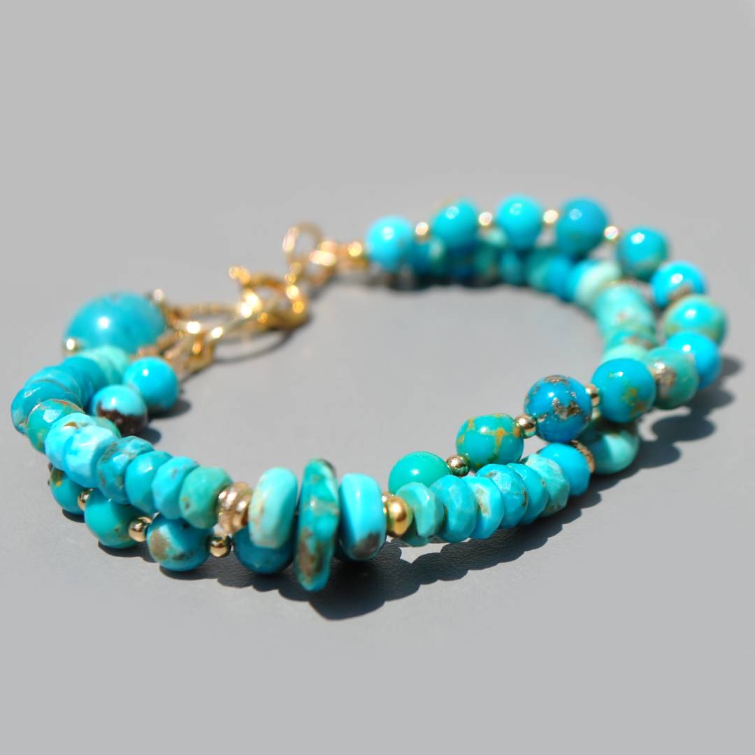 bracelet 2 rangs turquoise nevada(2)