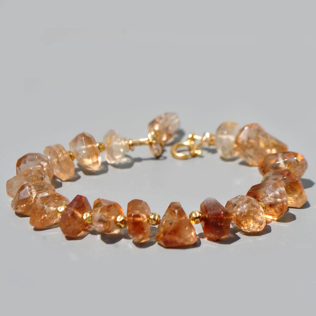 Braclet pépites topaze brune brut