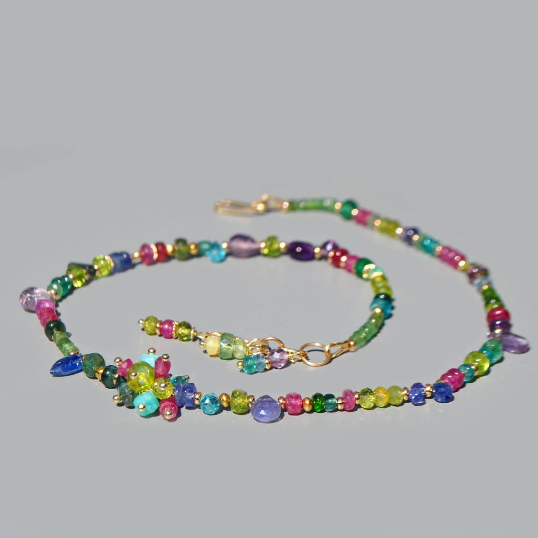 collier multi pierres naturelles rose bleue vert(2)