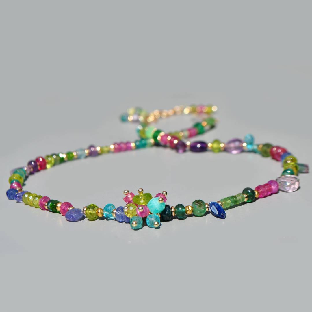 collier multipierres vert rose bleu(4)