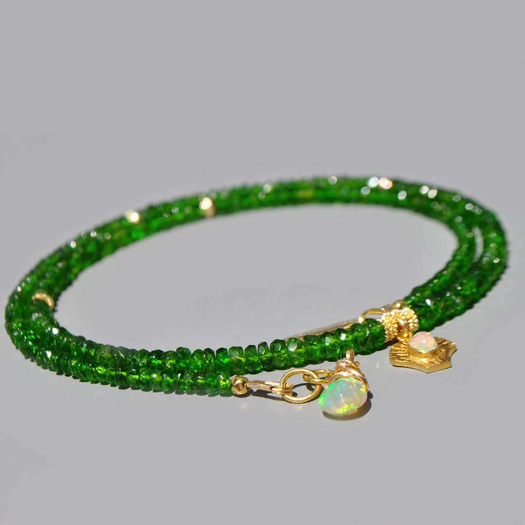 collier diopside charm opal vermeil(4)