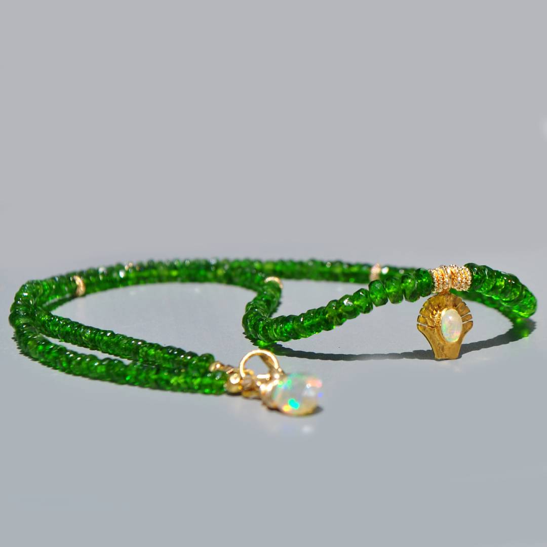 collier diopside charm opal vermeil(1)
